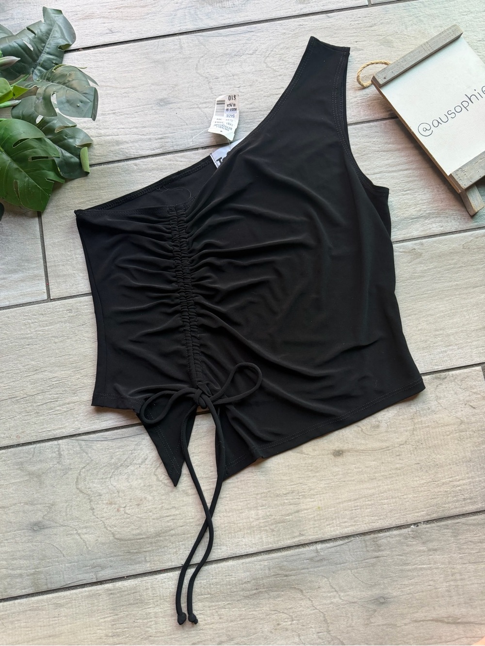NWT Deadstock Vintage Y2K Too Hot Asymmetrical One Shoulder Scrunch Top Size XL.